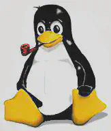 Tux con una pipa, la mascota original de Slackware