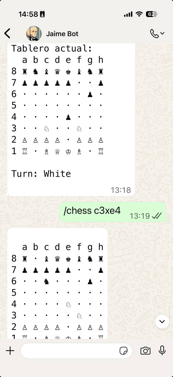 13:19 - Quince minutos después, jugando ajedrez con Jaime