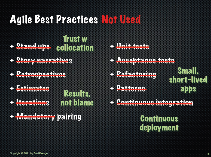Agile best practices not used
