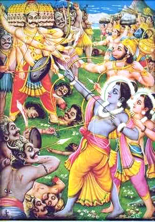 Rama rescuing Sita from the demon Ravana