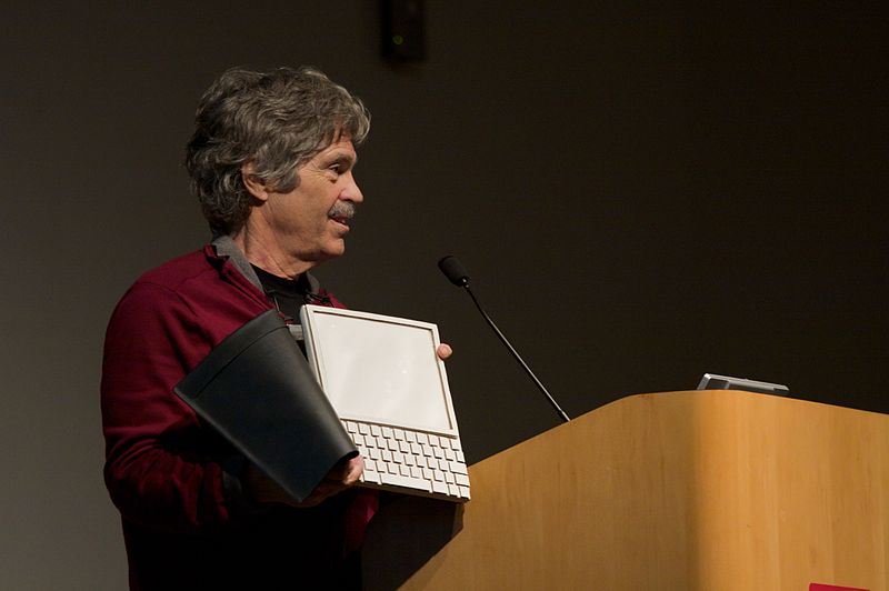 Alan Kay showing the Dynabook prototype